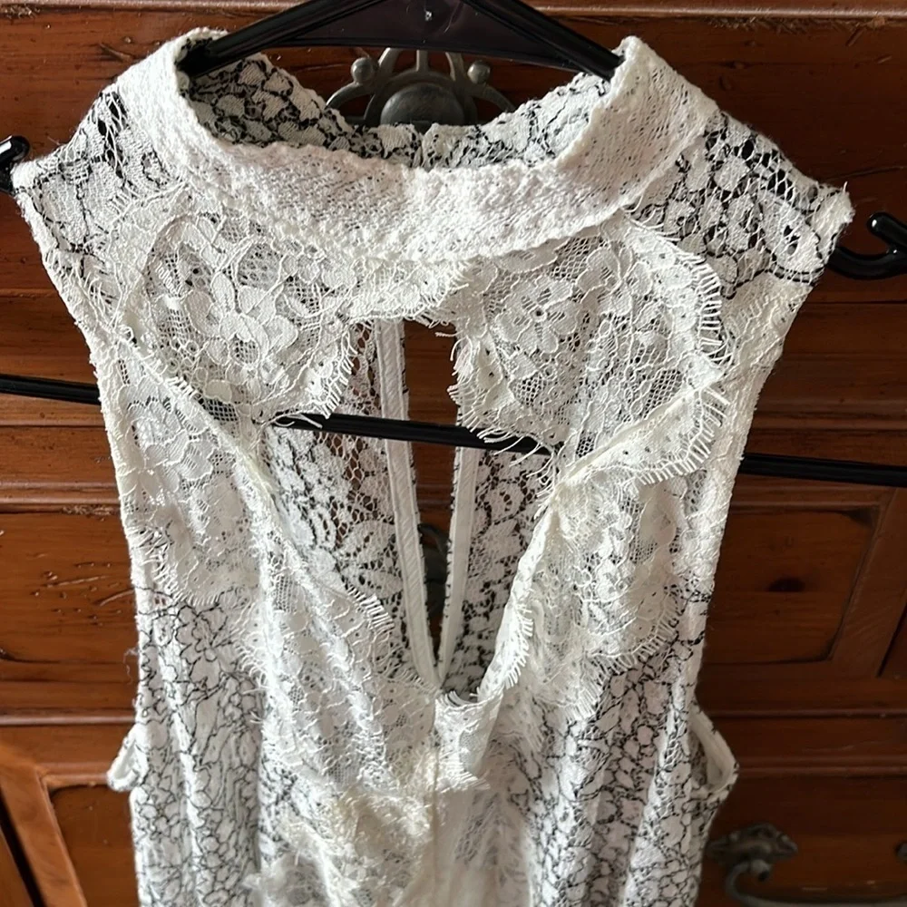 Free People Cream And Black Lace Dress Size XS EUC